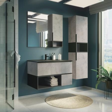 Зеркало-шкаф Comforty Франкфурт 00-00006504 90 бетон светлый