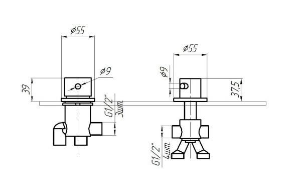 Смеситель на борт ванны Радомир МиниБриз-GOLD 1-27-3-0-0-608 золото