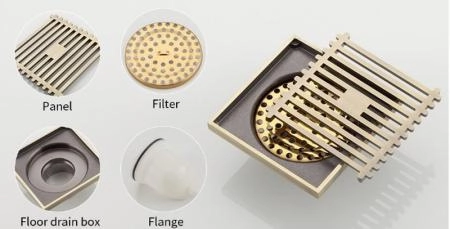 Душевой трап Gappo G81004-4 бронза 100x100мм