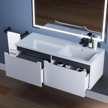 Тумба под стиральную машину Uperwood Tanos 60 см раковина Cosmos 120 см правая, белая/графит