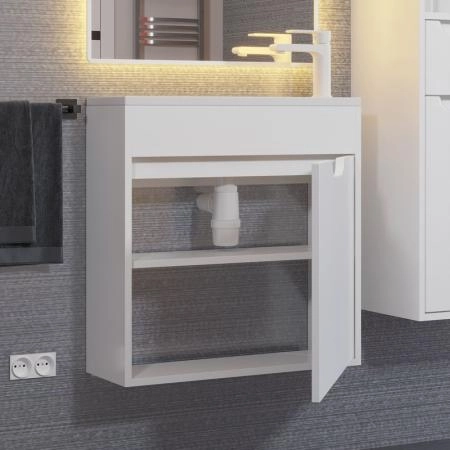 Тумба с раковиной для ванной Uperwood Modul 60 см, подвесная, матовая, белая