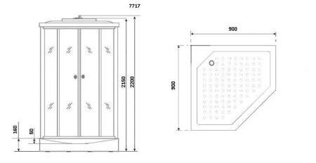 Душевая кабина Niagara Luxe NG-7717G (1000x1000х2150) низкий поддон стенки ЗОЛОТО