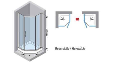 Душевой уголок Novellini LUNESPG901B Pentagono G 90x90