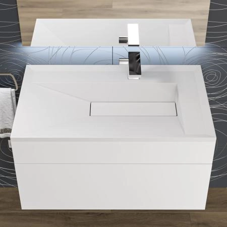 Раковина для ванной полувстраиваемая Uperwood Lotus 80 см, прямоугольная, белая матовая