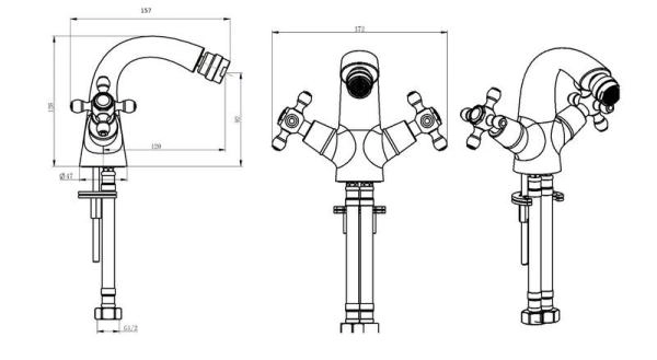 Смеситель для биде Boheme ROYAL CRYSTAL, золото_Комплект 296-Royal/CRST