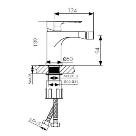 Смеситель для биде KAISER Cezar (05088) хром