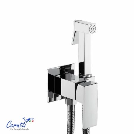 Смеситель с гигиеническим душем Ceruttispa Резия SH (RESIA SH) из латуни, с шлангом 120 см, цвет хром