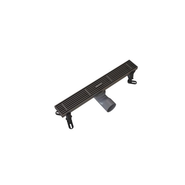 Душевой трап KNOTLOR SDRW0400LGM, линейный вороненая сталь
