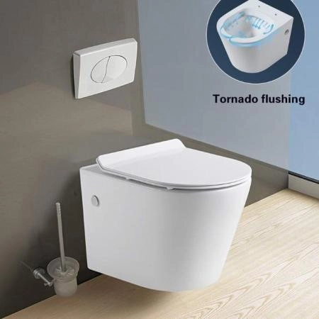Унитаз CeramaLux B2330 подвесной безободковый сиденье микролифт