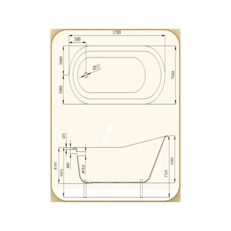 Ванна Magliezza Gracia-BR 170х76 см чугунная ножки бронза