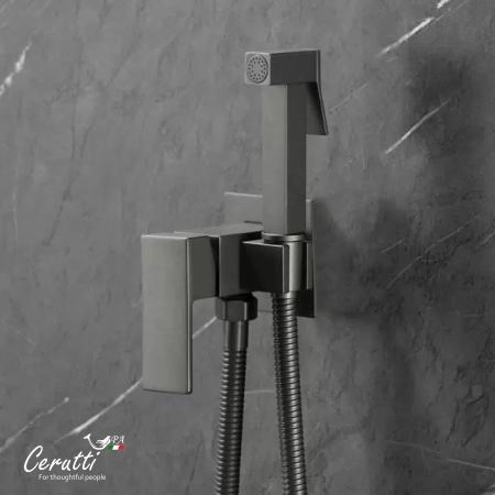 Смеситель с гигиеническим душем Ceruttispa Резия SHGR (RESIA SHGR) из латуни, с шлангом 120 см, цвет серый