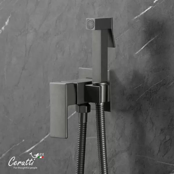 Смеситель с гигиеническим душем Ceruttispa Резия SHGR (RESIA SHGR) из латуни, с шлангом 120 см, цвет серый