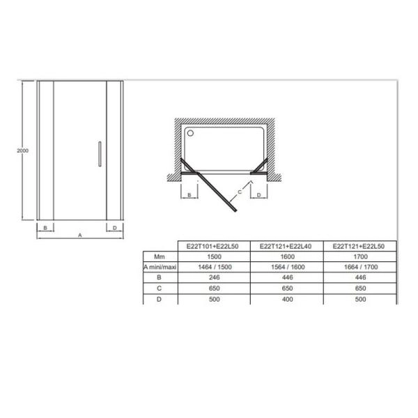 Душевая дверь Jacob Delafon CONTRA E22T121-GA 120 см