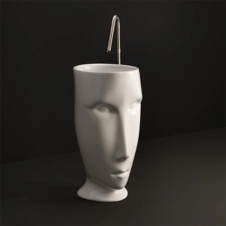 Kerasan Artwork Раковина свободностоящая "MOLOCO", с отверстием для слива в стену, цвет белый