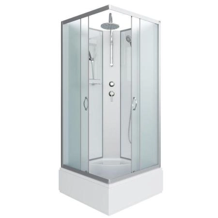 Душевая кабина Niagara NG-1108-14BKT 900х900х2100-2400 средний поддон 26см стекло матовое с полкой