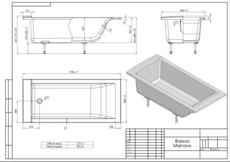 Ванна Astra-Form Магнум белая 180х80
