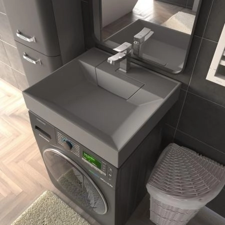 Раковина над стиральной машиной Uperwood Top 60*55 см, серая матовая