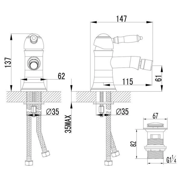 Смеситель Lemark Villa LM4808C для биде , хром
