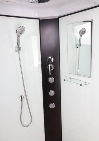 Душевая кабина Niagara NG-6701-14G 900х900х2150 средний поддон 26см стекло прозрачное черные профиля