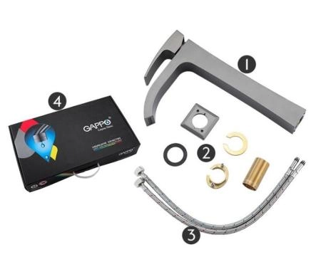 Смеситель Gappo G1007-89 для раковины высокий оружейная сталь