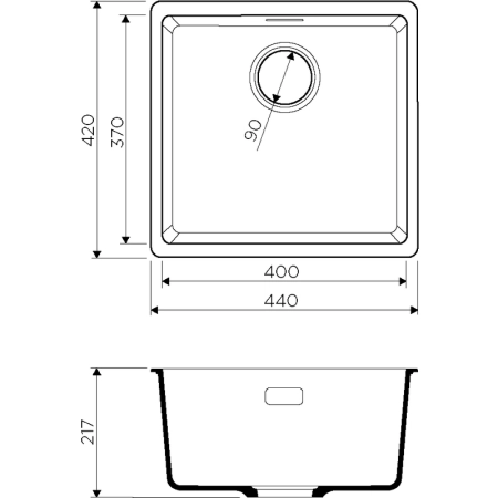 Кухонная мойка Omoikiri Kata 44-U-BL 4993403, 440х420, черный