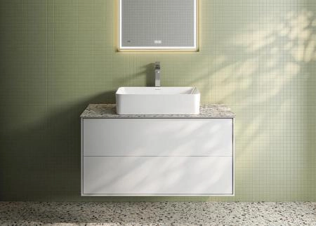 Тумба Plaza Modern/Плаза Модерн подвесная 100, нажимное открывание, 2 ящика, белая матовая