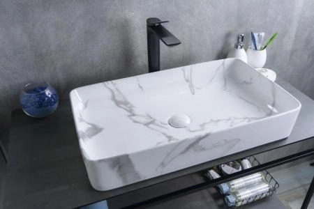 Раковина Gid Mnc396C 60x34 на столешницу камень глянцевая