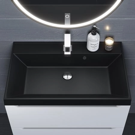 Раковина кварцевая Uperwood Classic Quartz 70 см, черная матовая, уголь