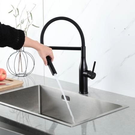 Смеситель GAPPO G4098-26 для кухни с гибким изливом, черный