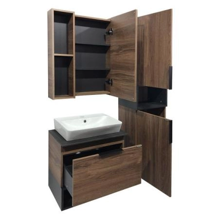 Зеркало шкаф Comforty Штутгарт-60 дуб тёмно-коричневый