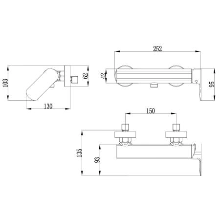 Смеситель для душа Azario ASHER с ручным душем, без излива, хром (AZ-VNN338311C)