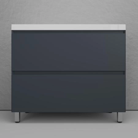 Тумба напольная Style Line Манхэттен 100 ЭМАЛЬ под ASTI 100 2 ящика PLUS графит