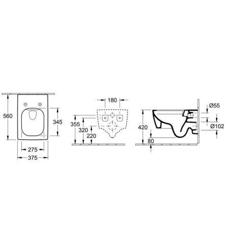 Унитаз Villeroy&Boch Memento безободковый подвесной CeramicPlus 4633R0R1 (сиденье отдельно)