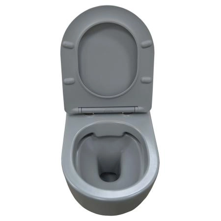 Унитаз подвесной Azario Grado 370х490х370 безободковый, с быстросъемныйм сидением микролифт, серый матовый (AZ-0046 SP MDG)