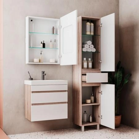 Пенал для ванной напольный Volna Conty 40 Белый/дуб сонома