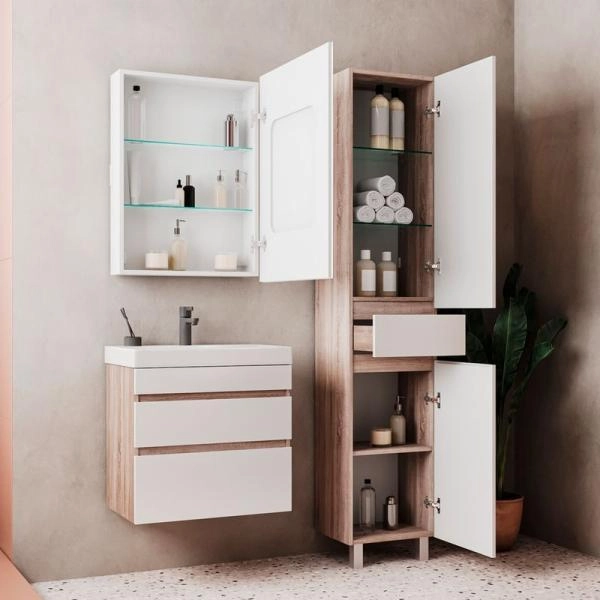 Пенал для ванной напольный Volna Conty 40 Белый/дуб сонома