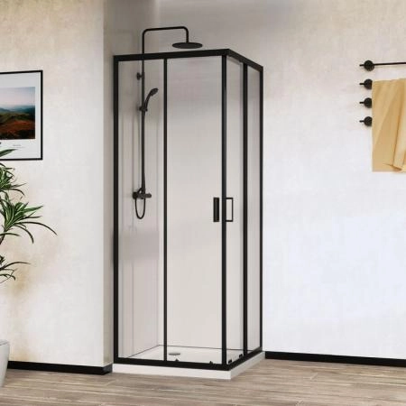 Душевой уголок Vincea City VSS-5CT8010CLB, 1000*800, черный, стекло прозрачное