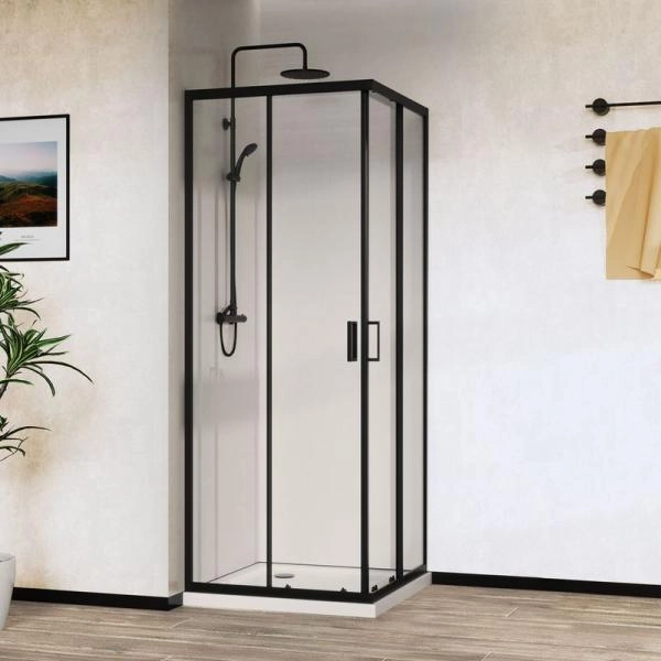 Душевой уголок Vincea City VSS-5CT8010CLB, 1000*800, черный, стекло прозрачное