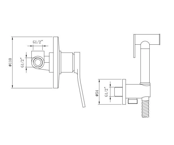 Гигиенический душ Bronze de Luxe Element (EL28CB) хром | черный