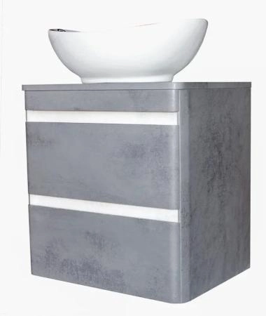 Тумба подвесная Style Line Атлантика 80, Люкс бетон темный, (2 ящ.), со столешницей МДФ, PLUS
