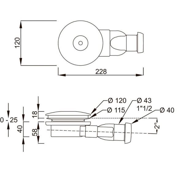 Сифон для поддона Jacob Delafon E78168-CP d 120 мм