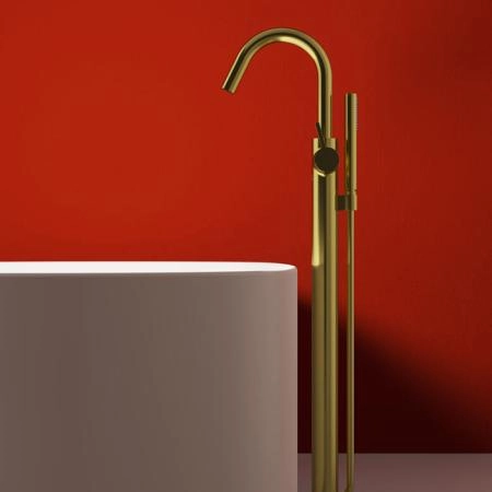 Ideal Standard Joy Смеситель для ванны, напольный, с ручным душем, цвет: PVD Brushed Gold (Шлифованное Золото)