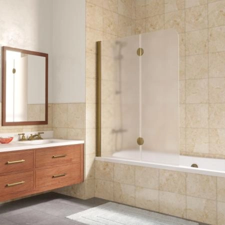 Шторка на ванную Vegas-glass E2V LUX 120 05 10 L, профиль бронза, стекло сатин