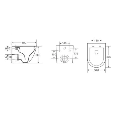 Унитаз Ceramalux 2197 RIMLESS подвесной микролифт