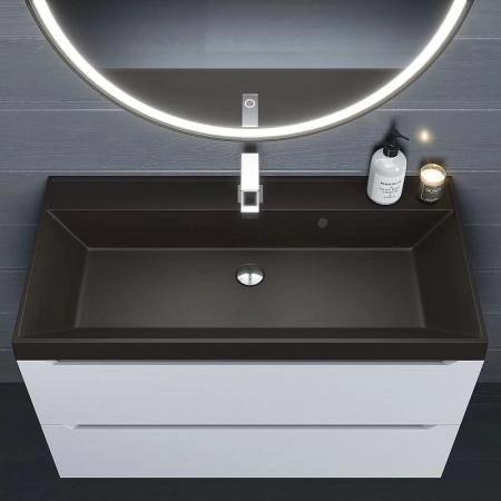 Раковина кварцевая Uperwood Classic Quartz 100 см, коричневая матовая, трюфель