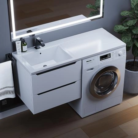 Тумба под стиральную машину Uperwood Tanos 60 см, подвесная, белый/графит