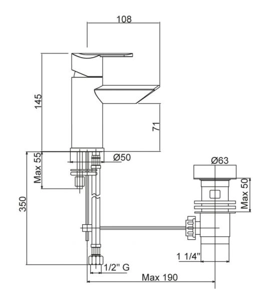 Смеситель CEZARES GARDA-BSM1-01-Cr для биде,хром с донным клапаном