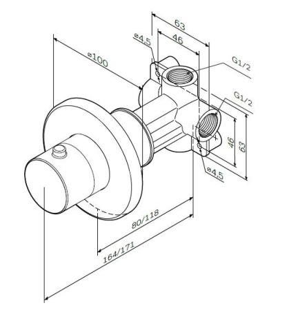 Переключатель на три положения Am.Pm F0800100 хром