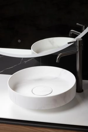 Раковина накладная Boheme SOLE Corian 400*130 Calacatta 801-CLCT