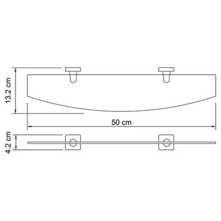 Полка WasserKraft Lippe K-6524 стеклянная 50 см хром